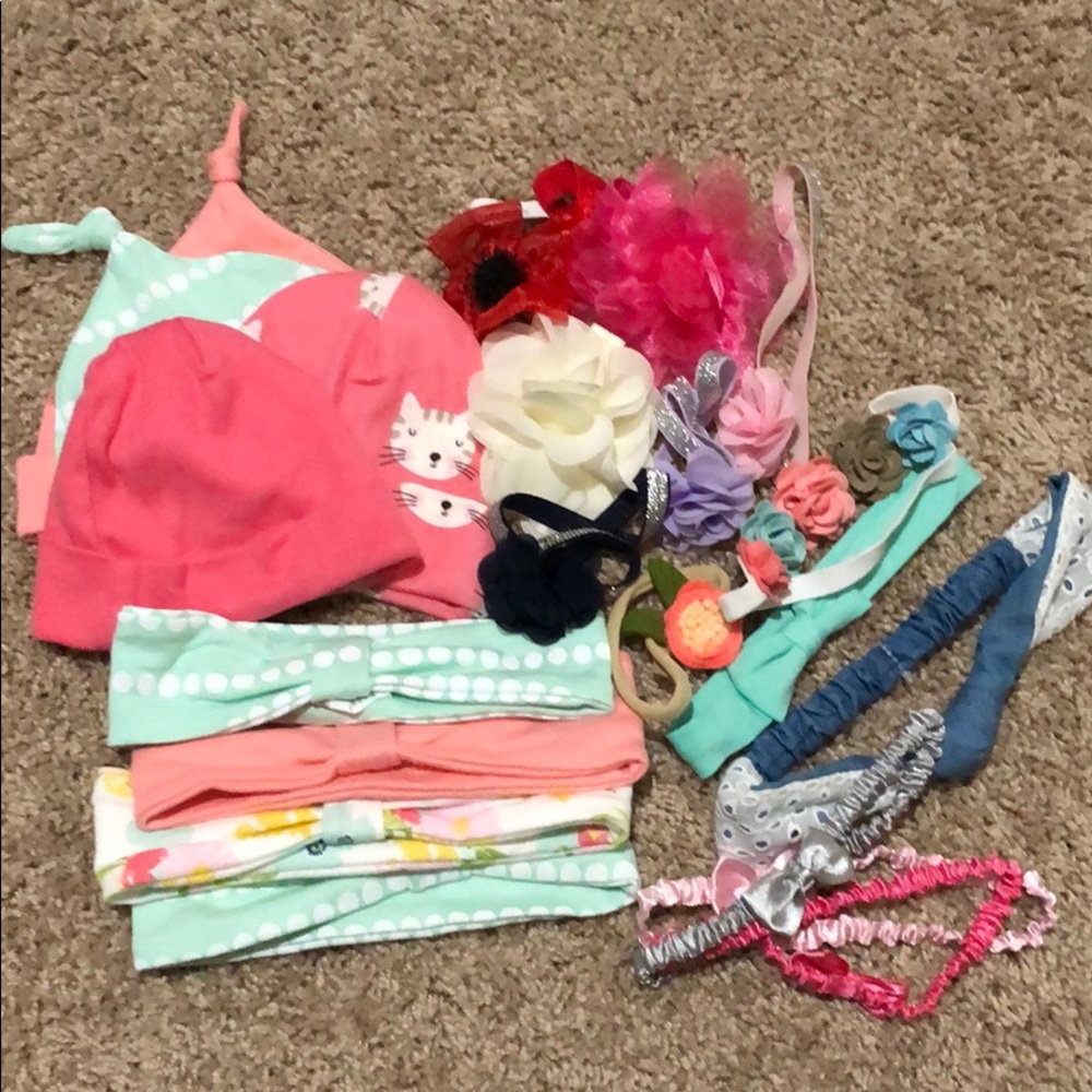 Baby girl hat and headband bundle
